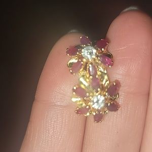 18k Diamond Ruby Stud Earrings